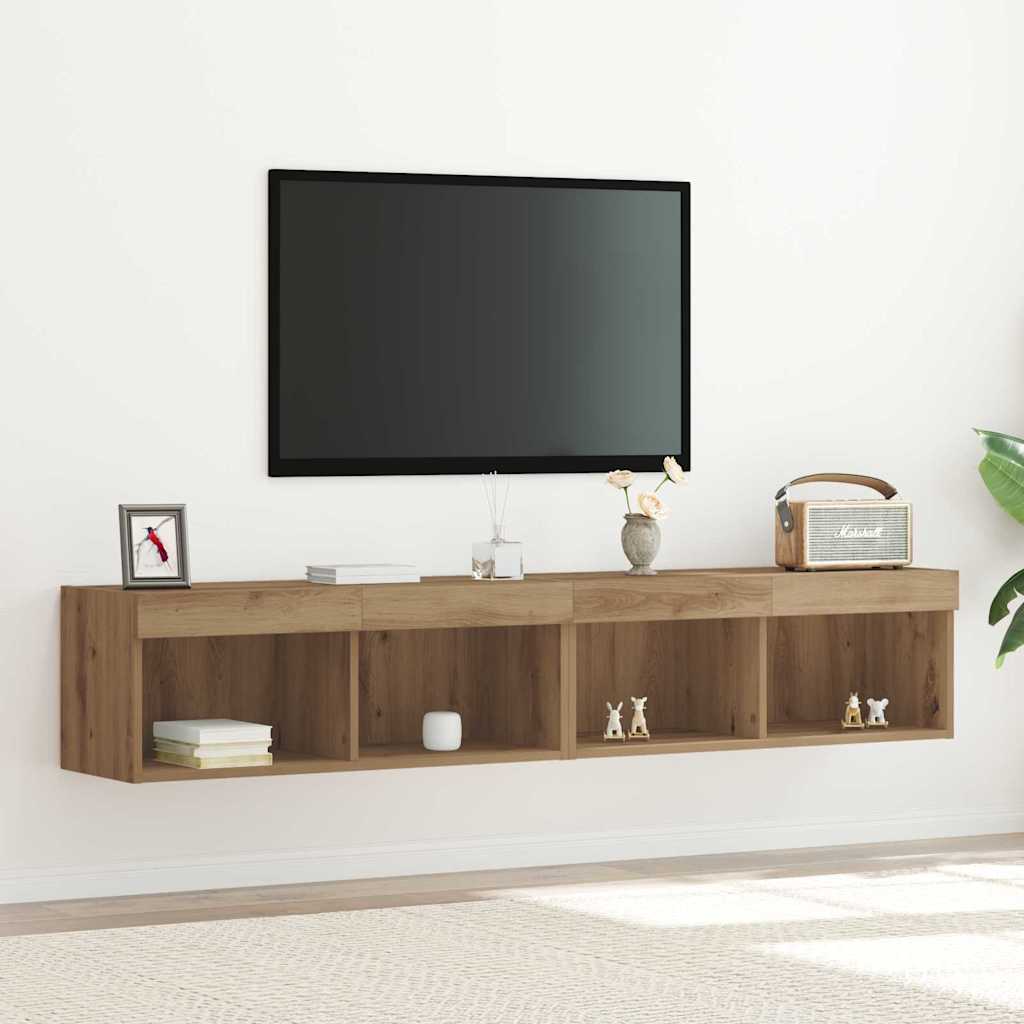 TV-skab 2 pcs Artisan Egetræ 80 x 30 x 30 cm Konstrueret træ