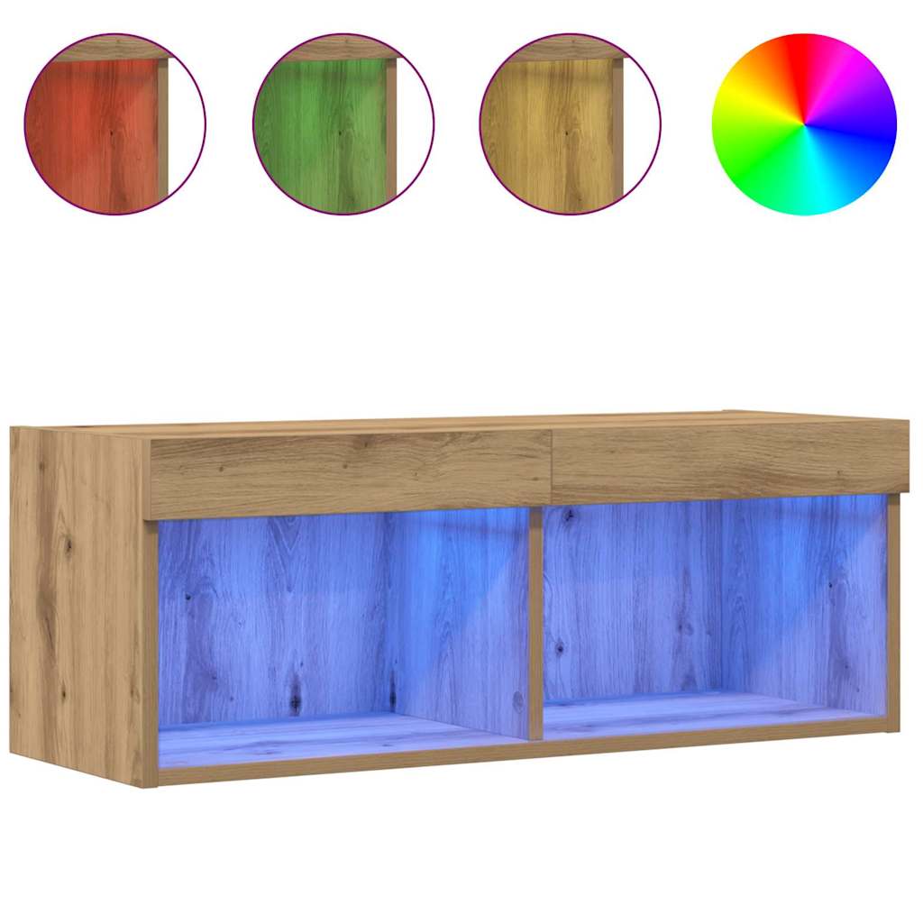TV-skab 2 pcs Artisan Egetræ 80 x 30 x 30 cm Konstrueret træ