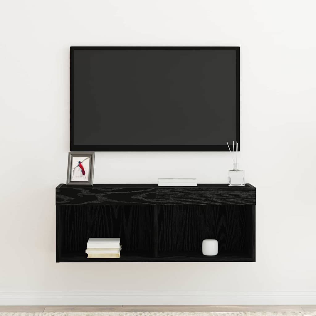 TV-skab Vægmonteret Sort eg 80 x 30 x 30 cm Konstrueret træ