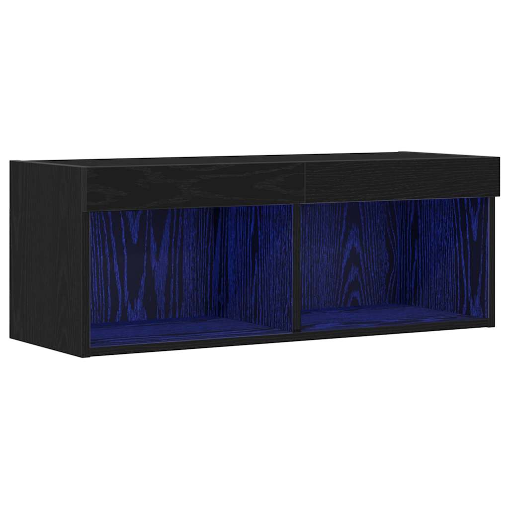 TV-skab Vægmonteret Sort eg 80 x 30 x 30 cm Konstrueret træ