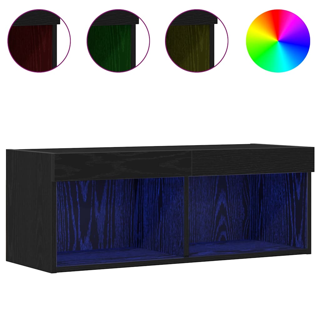 TV-skab Vægmonteret Sort eg 80 x 30 x 30 cm Konstrueret træ