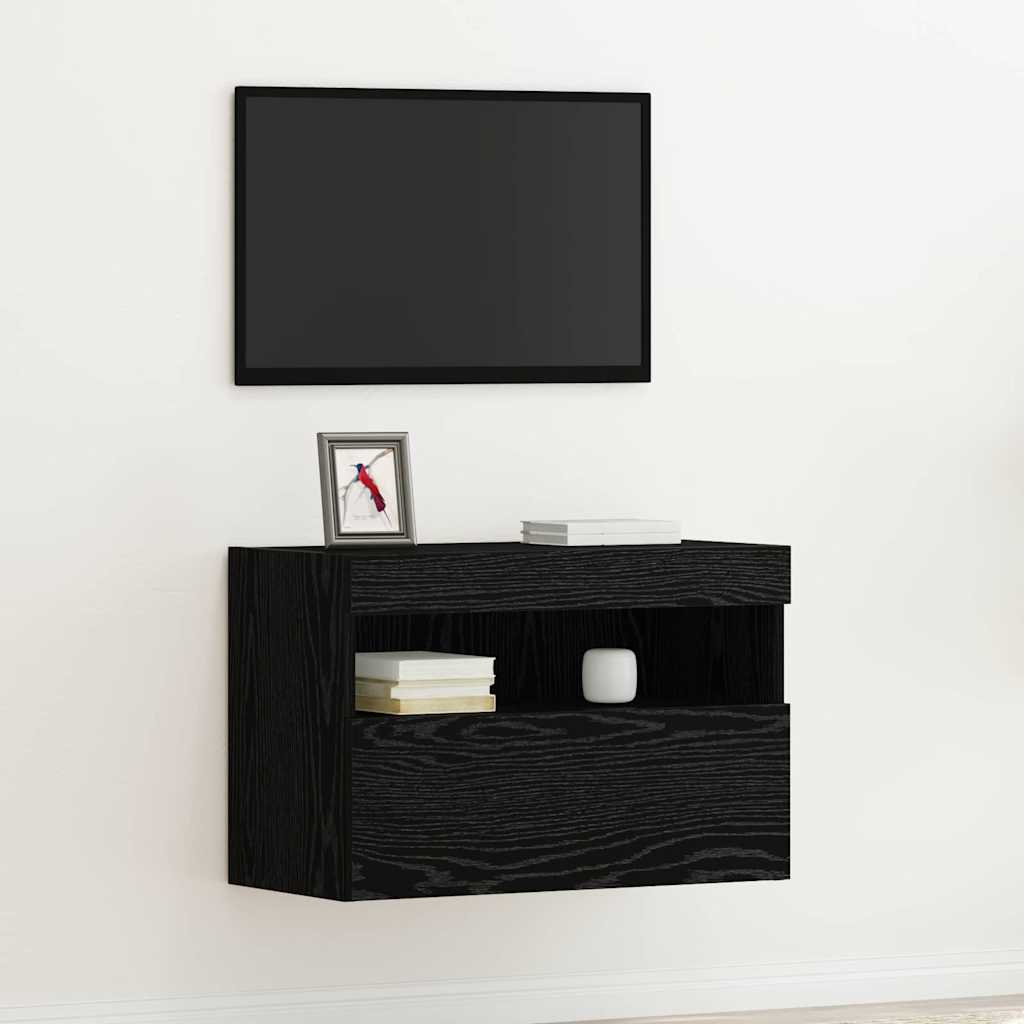 TV vægskab Vægmonteret Sort eg 60 x 30 x 40 cm Konstrueret træ