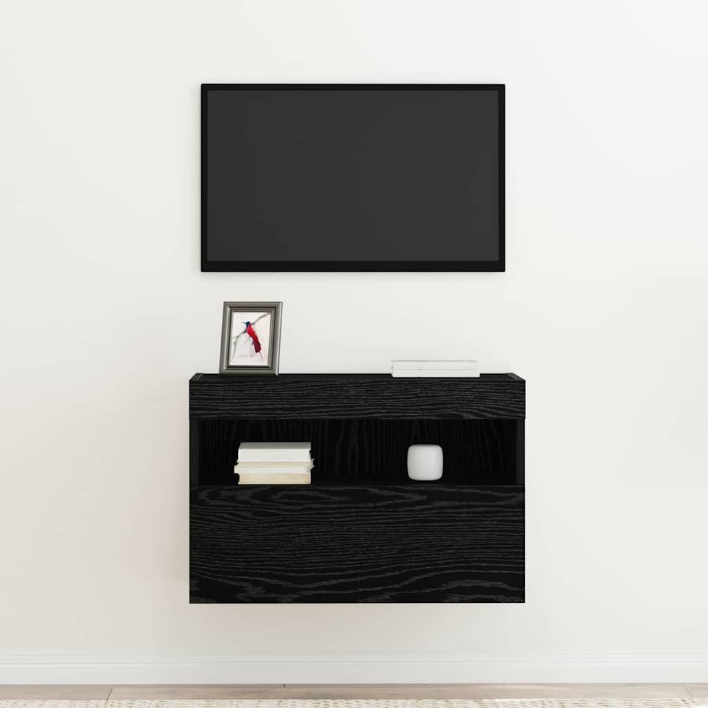 TV vægskab Vægmonteret Sort eg 60 x 30 x 40 cm Konstrueret træ