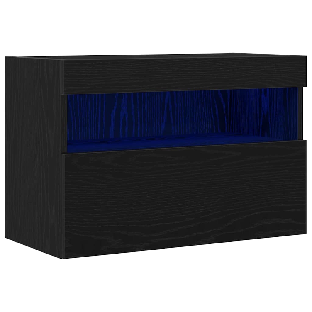TV vægskab Vægmonteret Sort eg 60 x 30 x 40 cm Konstrueret træ