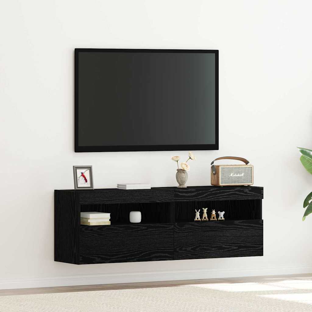 TV vægskab Vægmonteret Sort eg 60 x 30 x 40 cm Konstrueret træ