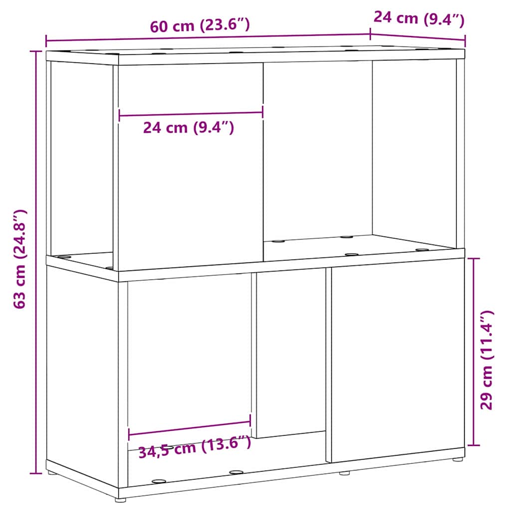 Underholdningscenter Sort 60 x 24 x 63 cm Konstrueret træ