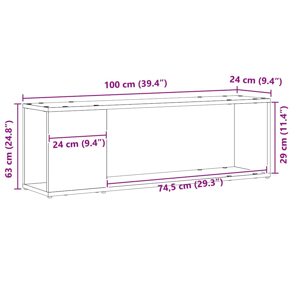 Underholdningscenter Sort 100 x 24 x 32 cm Konstrueret træ