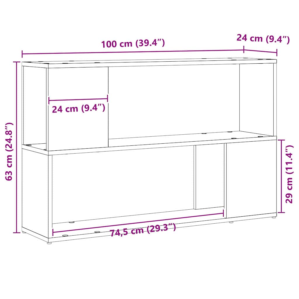 Underholdningscenter Sort 100 x 24 x 63 cm Konstrueret træ