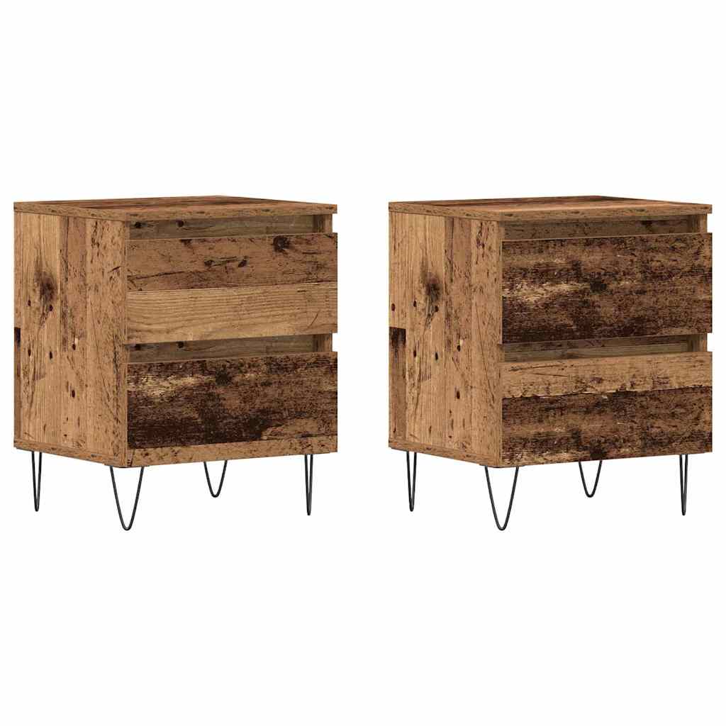 Natskab 2 pcs Gammelt træ 40 x 35 x 50 cm Konstrueret træ