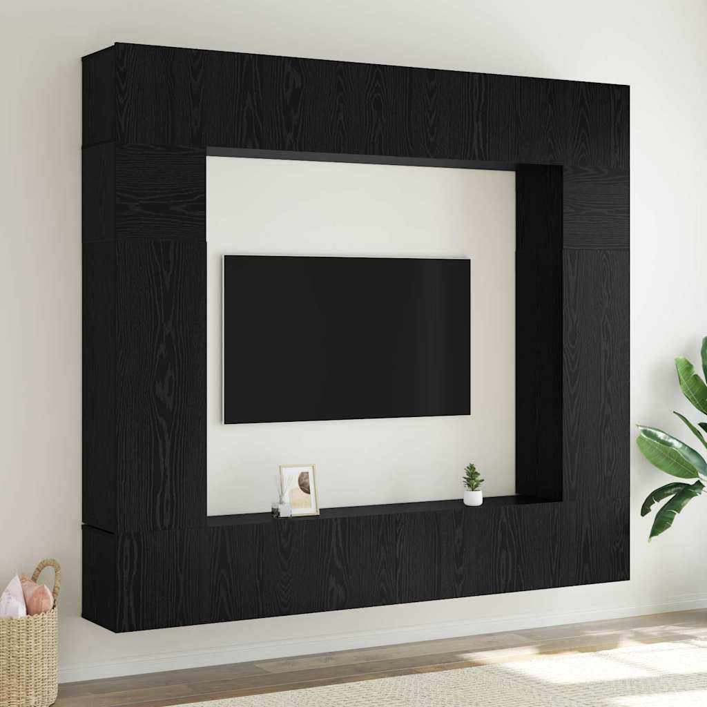 TV-møbelsæt 8 pcs Sort eg 100 x 30 x 30 cm Konstrueret træ