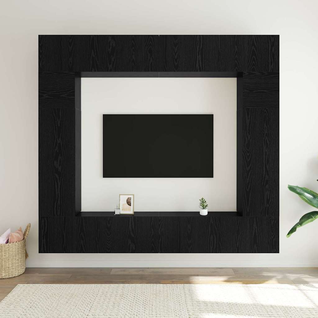 TV-møbelsæt 8 pcs Sort eg 100 x 30 x 30 cm Konstrueret træ