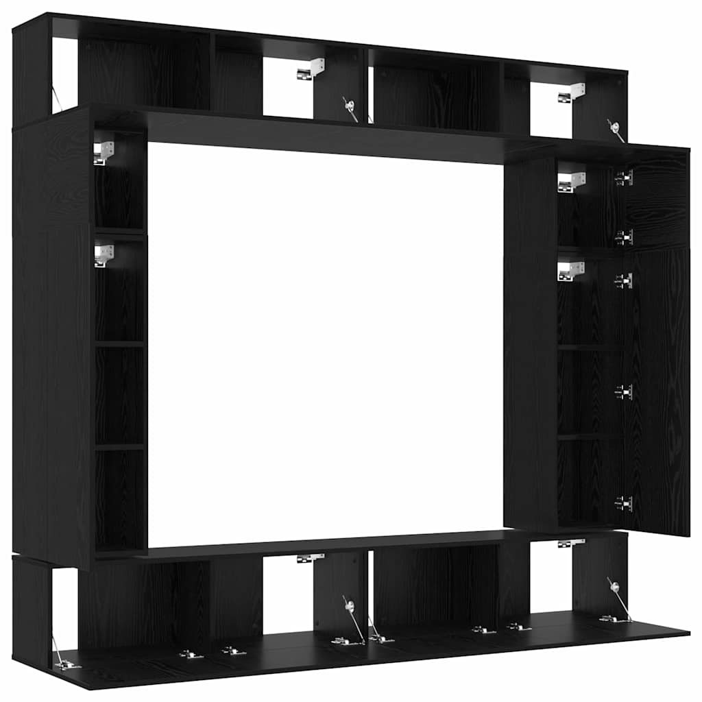 TV-møbelsæt 8 pcs Sort eg 100 x 30 x 30 cm Konstrueret træ