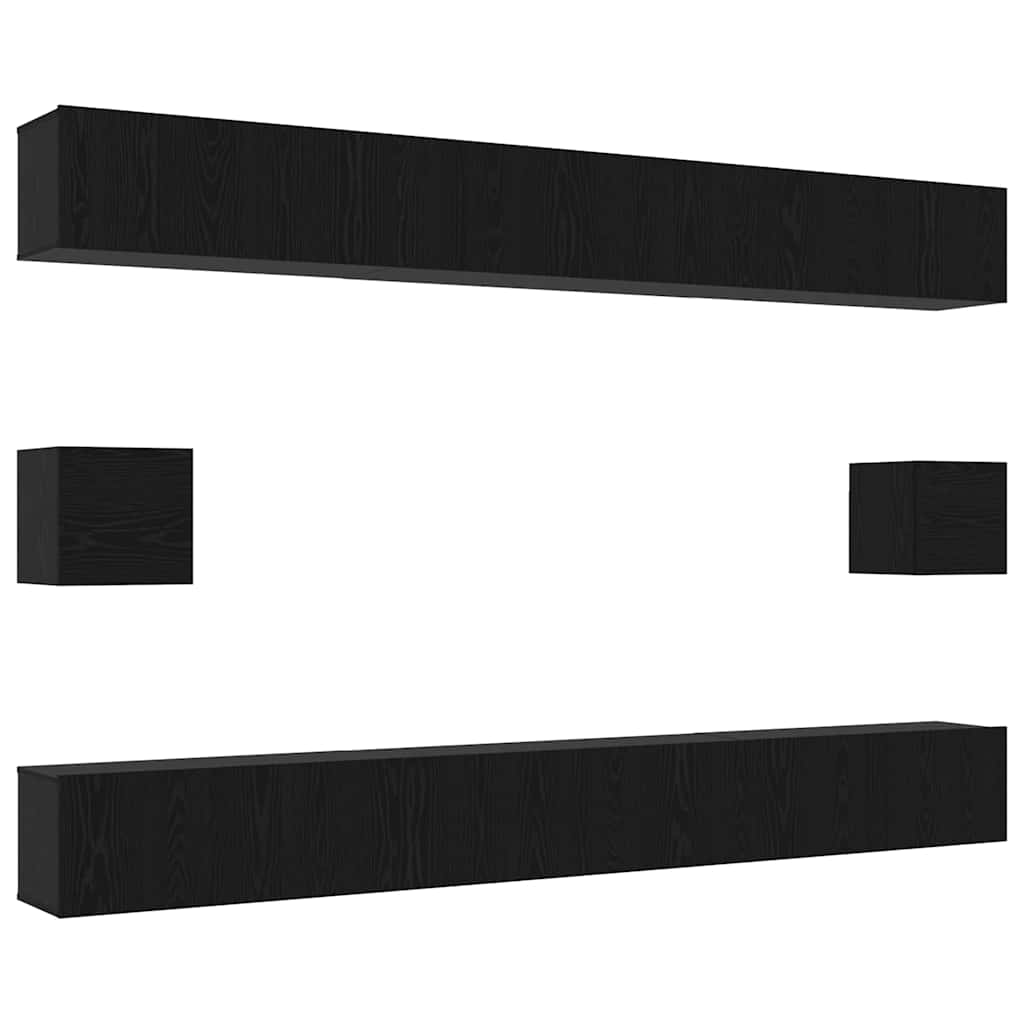 TV-møbelsæt 8 pcs Sort eg 100 x 30 x 30 cm Konstrueret træ