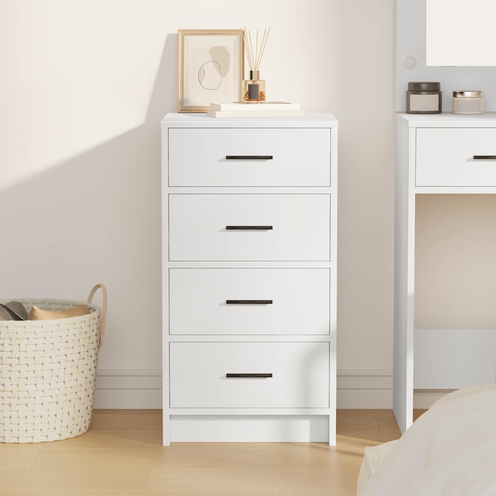 Sideboard med skuffe Hvid 40 x 41 x 75 cm Konstrueret træ