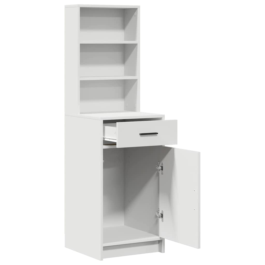 Highboard med skuffe Hvid 40 x 40,5 x 135 cm Konstrueret træ