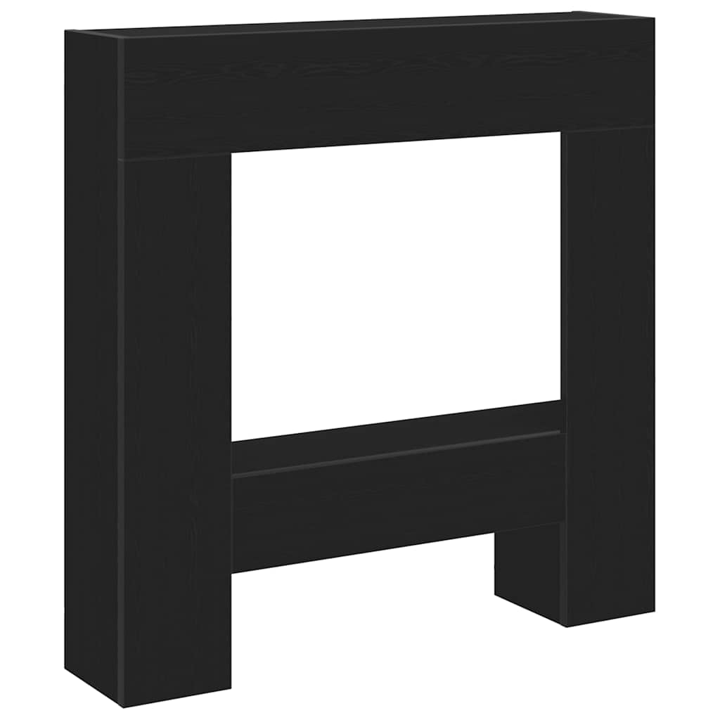 forsats til pejs 81x18x82 cm konstrueret træ sort egetræ