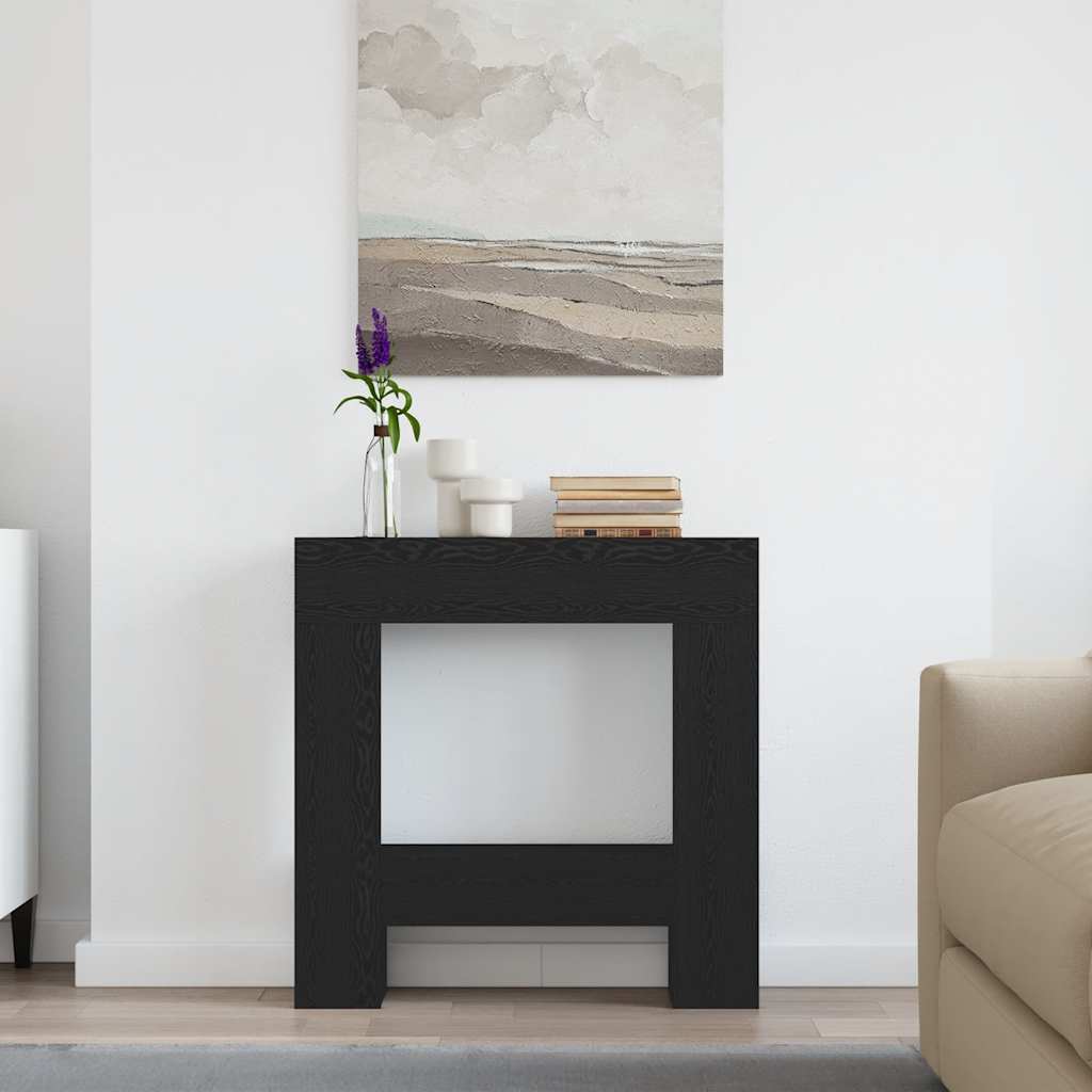 forsats til pejs 81x18x82 cm konstrueret træ sort egetræ