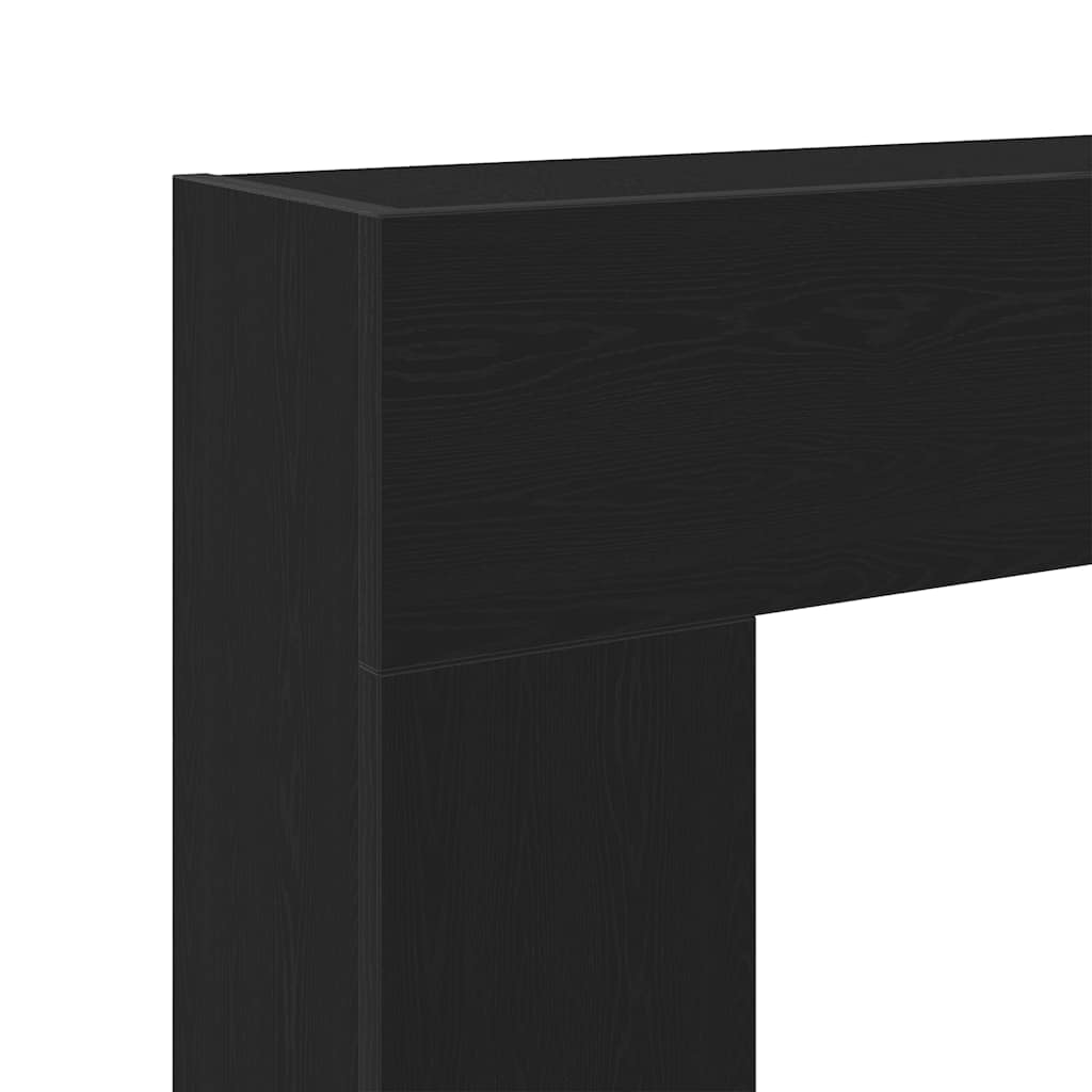 forsats til pejs 81x18x82 cm konstrueret træ sort egetræ