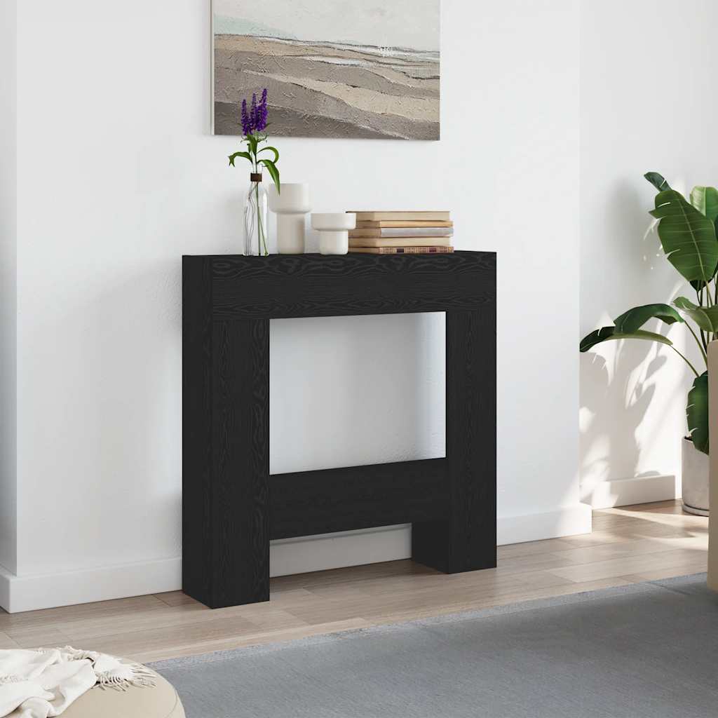 forsats til pejs 81x18x82 cm konstrueret træ sort egetræ