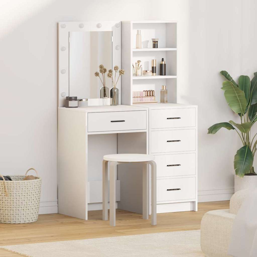 Klædeskab med hylde 2 pcs Hvid 50 x 41 x 135 cm Konstrueret træ