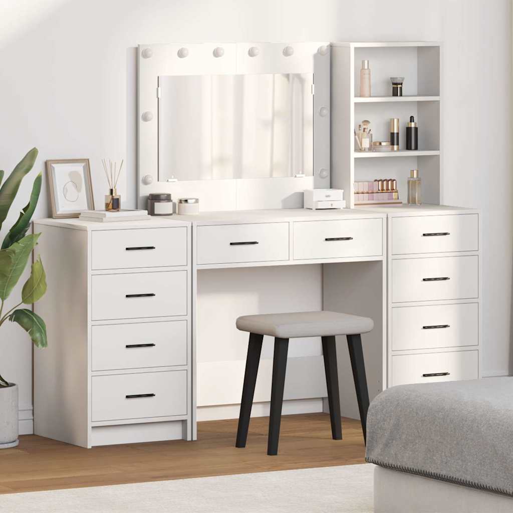 Klædeskab med hylde 3 pcs Hvid 40 x 41 x 135 cm Konstrueret træ