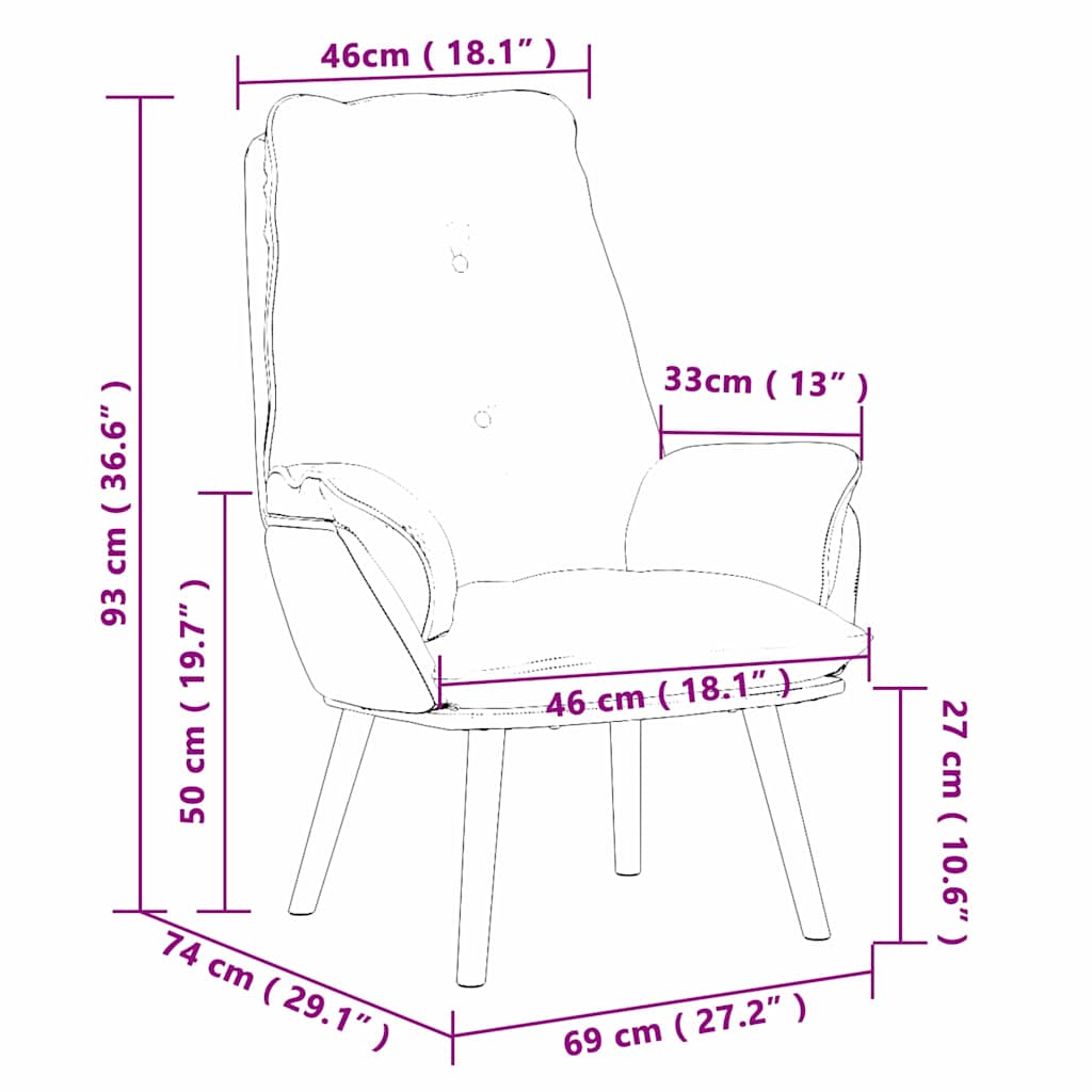 Afslappende stol Creme 69 x 74 x 93 cm Stof