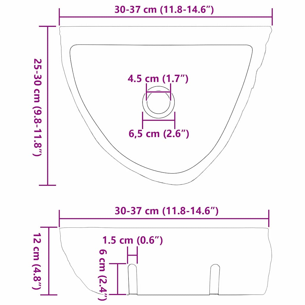 Væghængt Basin Grå (30-37) x (25-30) x 12 cm Flodsten