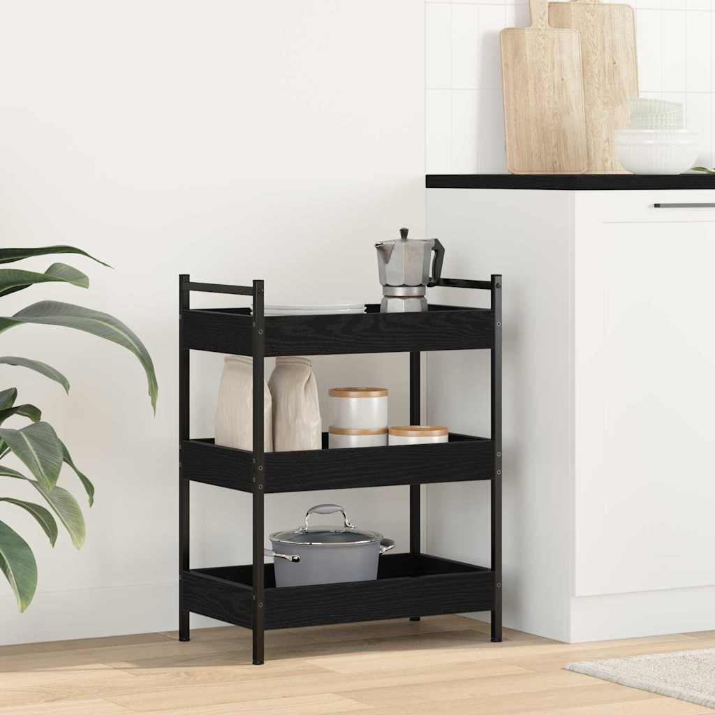 Køkkenvogn Sort eg 50 x 30 x 70 cm Konstrueret træ