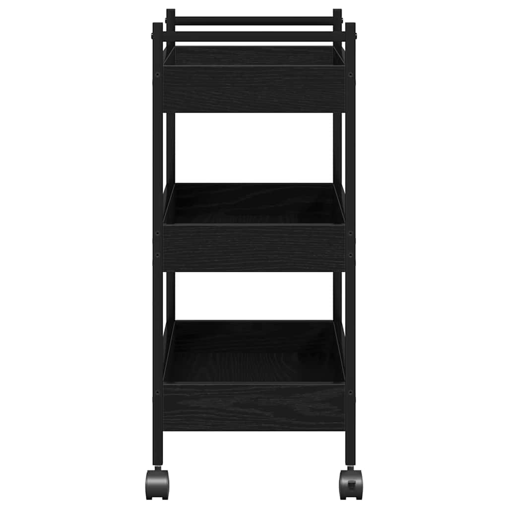 Køkkenvogn Sort eg 50 x 30 x 70 cm Konstrueret træ