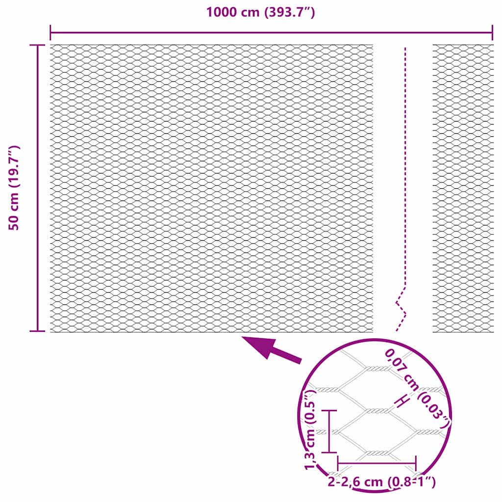 Hexagon Hegn Grå 0,5 x 10 m PVC