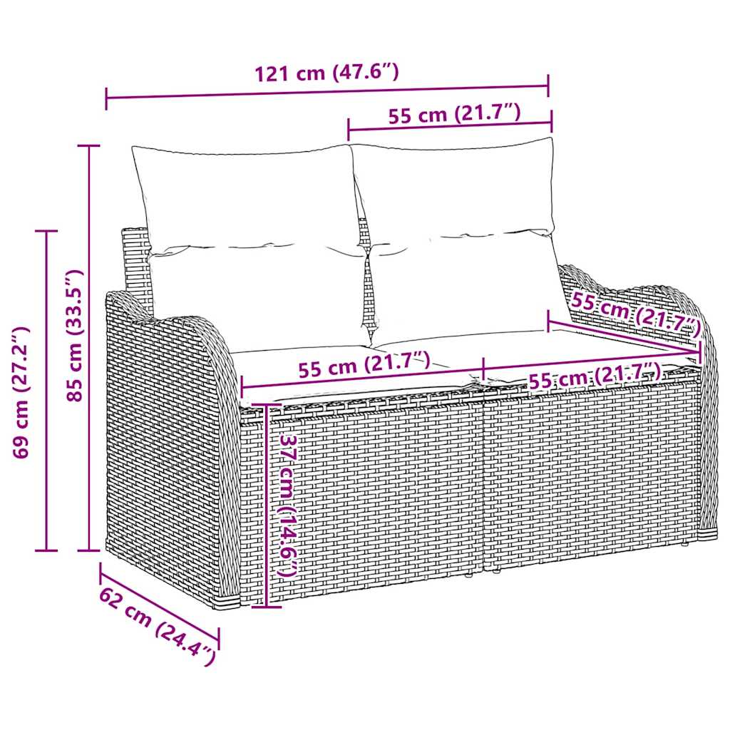 Havesofa Sæt Lysegrå polyrattan