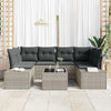 Havesofa Sæt 7 pcs Lysegrå Poly rattan