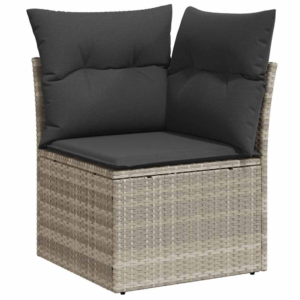 Havesofa Sæt 7 pcs Lysegrå Poly rattan