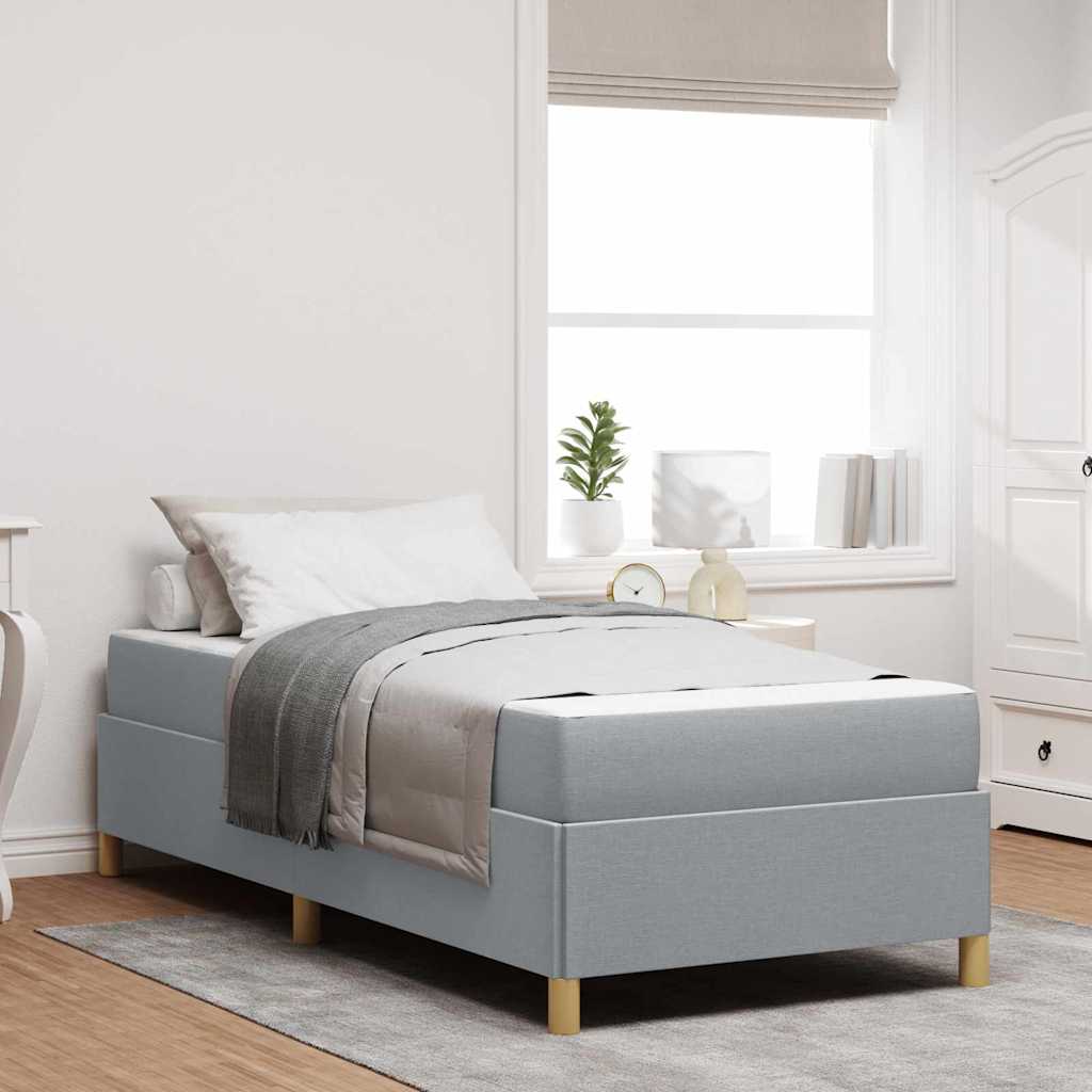 Box spring seng Lys grå og Hvid og Lys grå 90 x 200 cm Stof