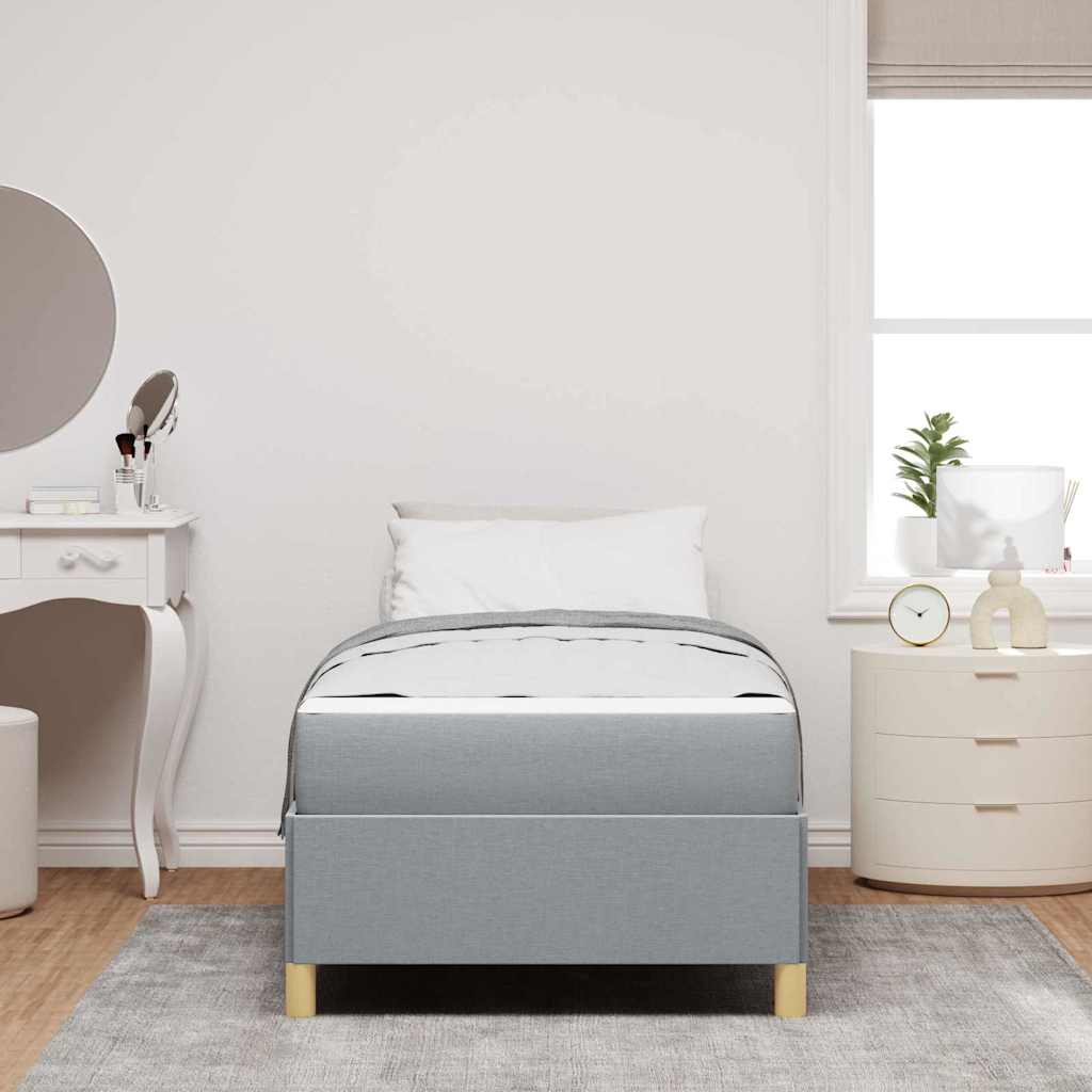 Box spring seng Lys grå og Hvid og Lys grå 90 x 200 cm Stof