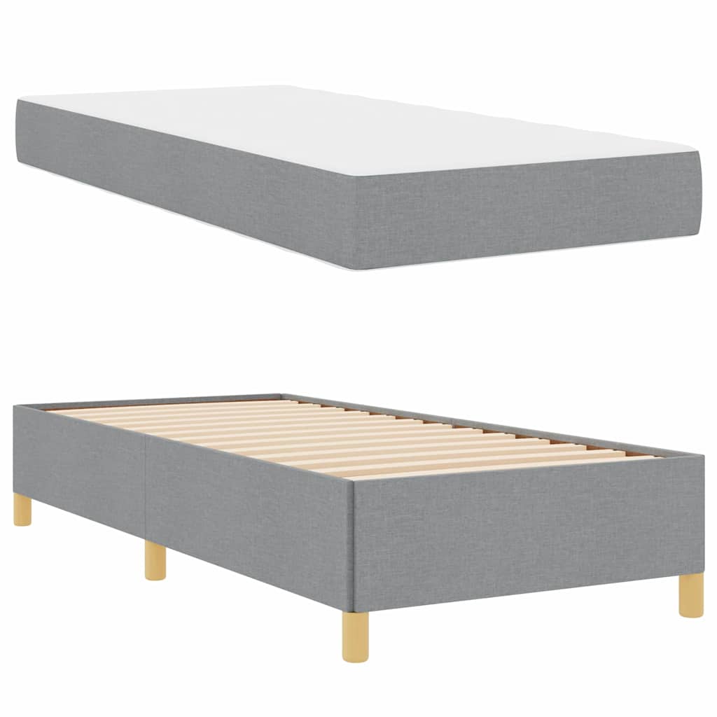 Box spring seng Lys grå og Hvid og Lys grå 90 x 200 cm Stof