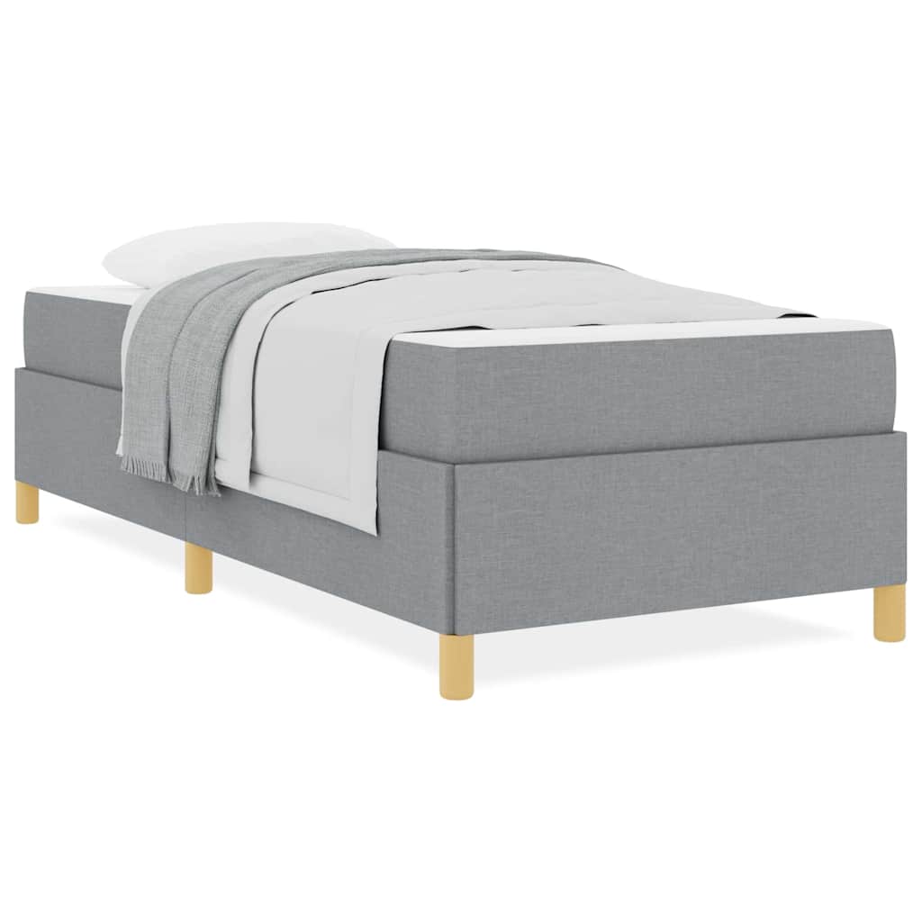 Box spring seng Lys grå og Hvid og Lys grå 90 x 200 cm Stof