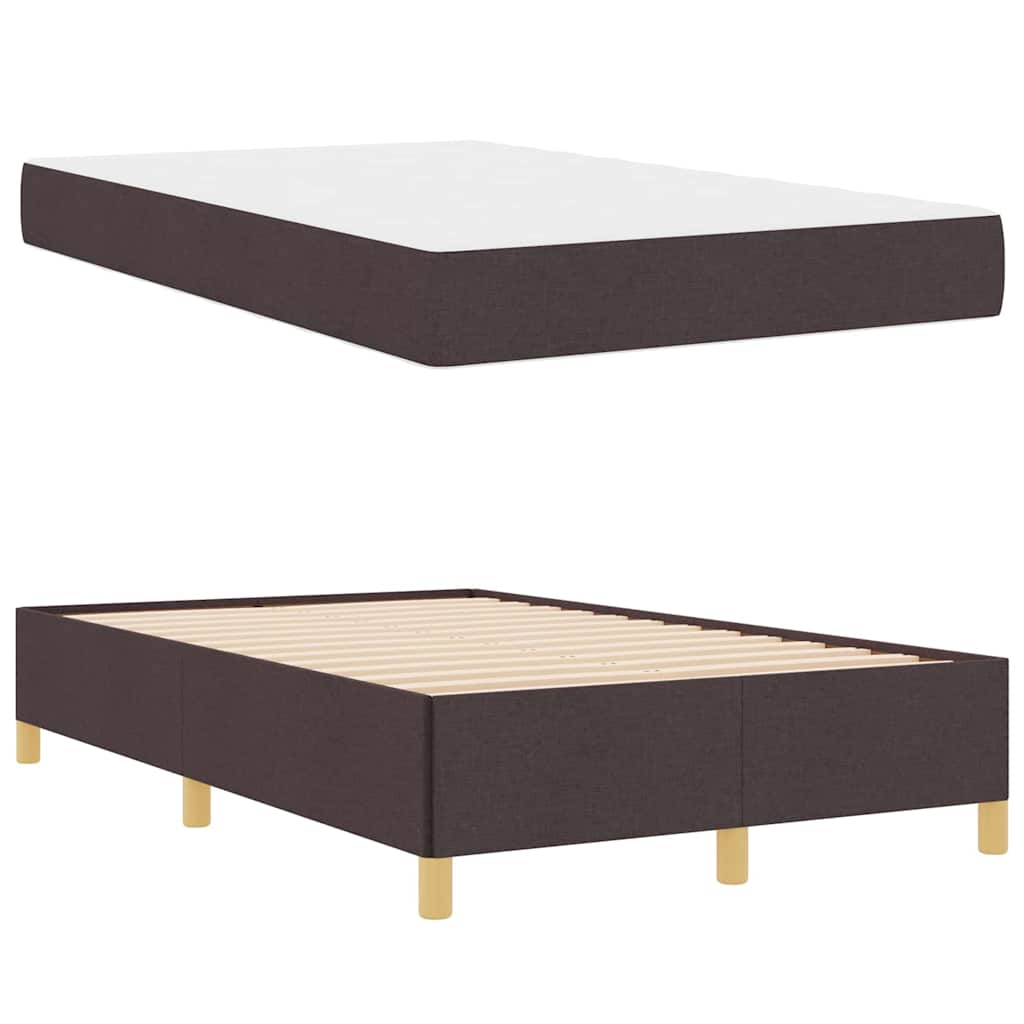 Box spring seng med madras Mørkebrun og Hvid 120 x 190 cm Stof