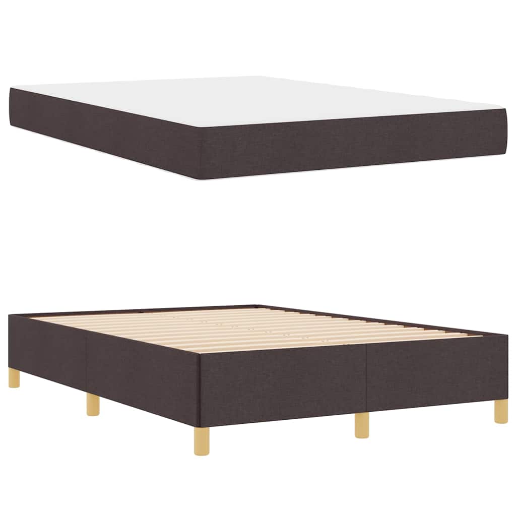 Box spring seng med madras Mørkebrun og Hvid 140 x 200 cm Stof