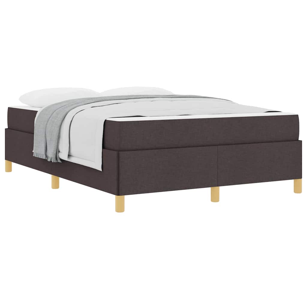 Box spring seng med madras Mørkebrun og Hvid 140 x 200 cm Stof