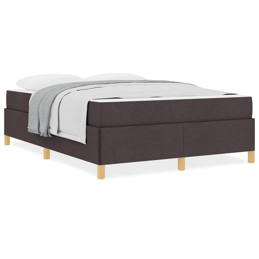 Box spring seng med madras Mørkebrun og Hvid 140 x 200 cm Stof