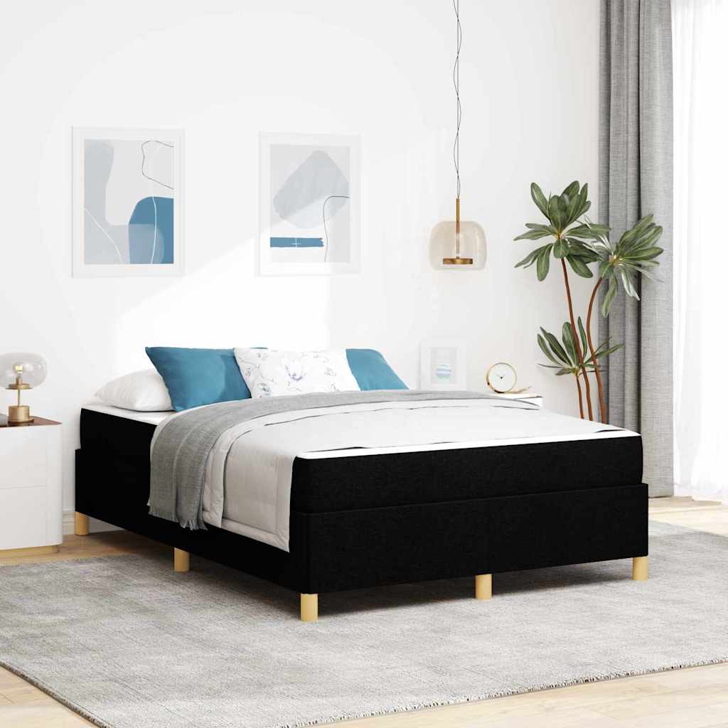 Box spring seng Sort og Hvid og Sort 160 x 200 cm Stof