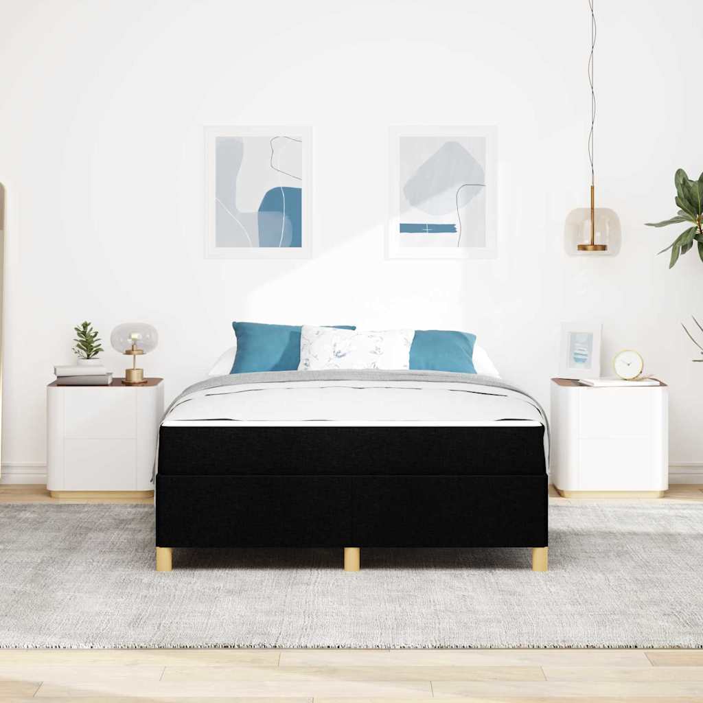 Box spring seng Sort og Hvid og Sort 160 x 200 cm Stof