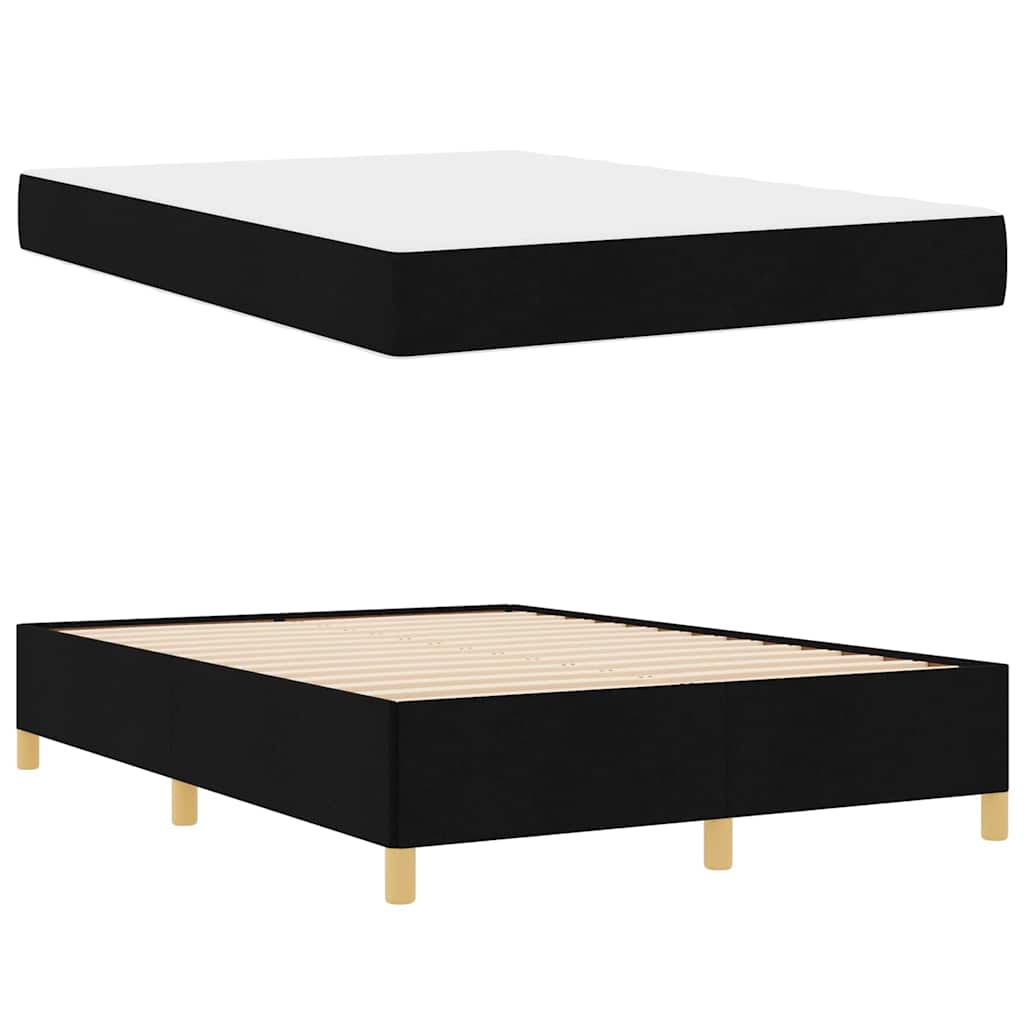 Box spring seng Sort og Hvid og Sort 160 x 200 cm Stof