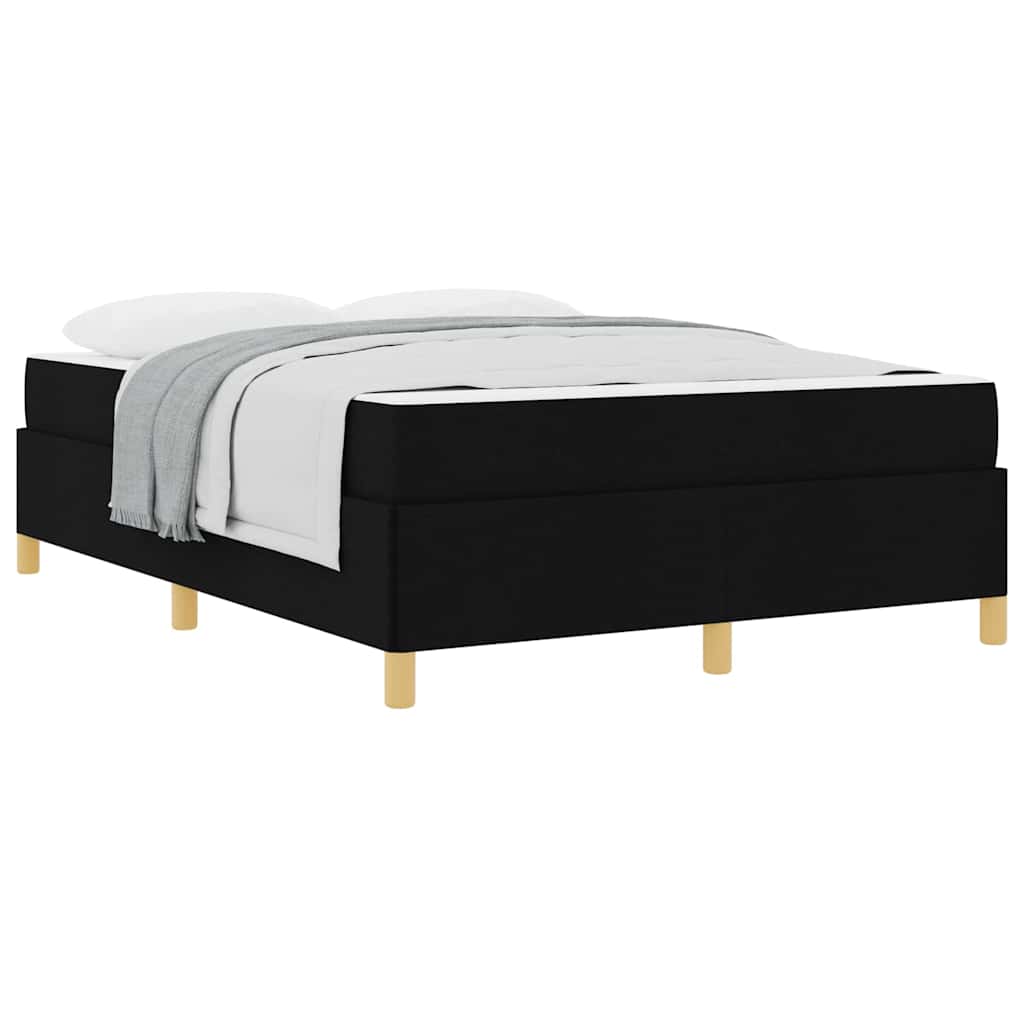 Box spring seng Sort og Hvid og Sort 160 x 200 cm Stof
