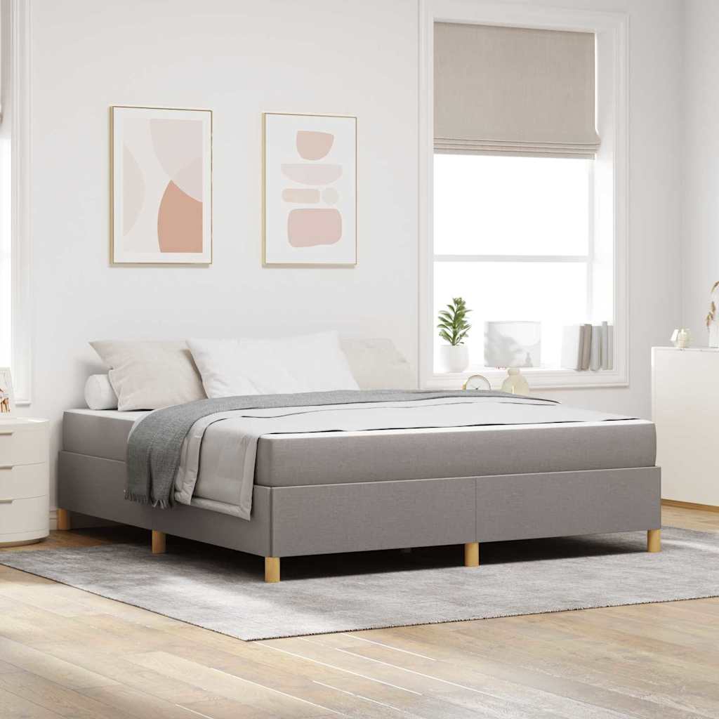 Box spring seng med madras Taupe og Hvid 180 x 200 cm Stof