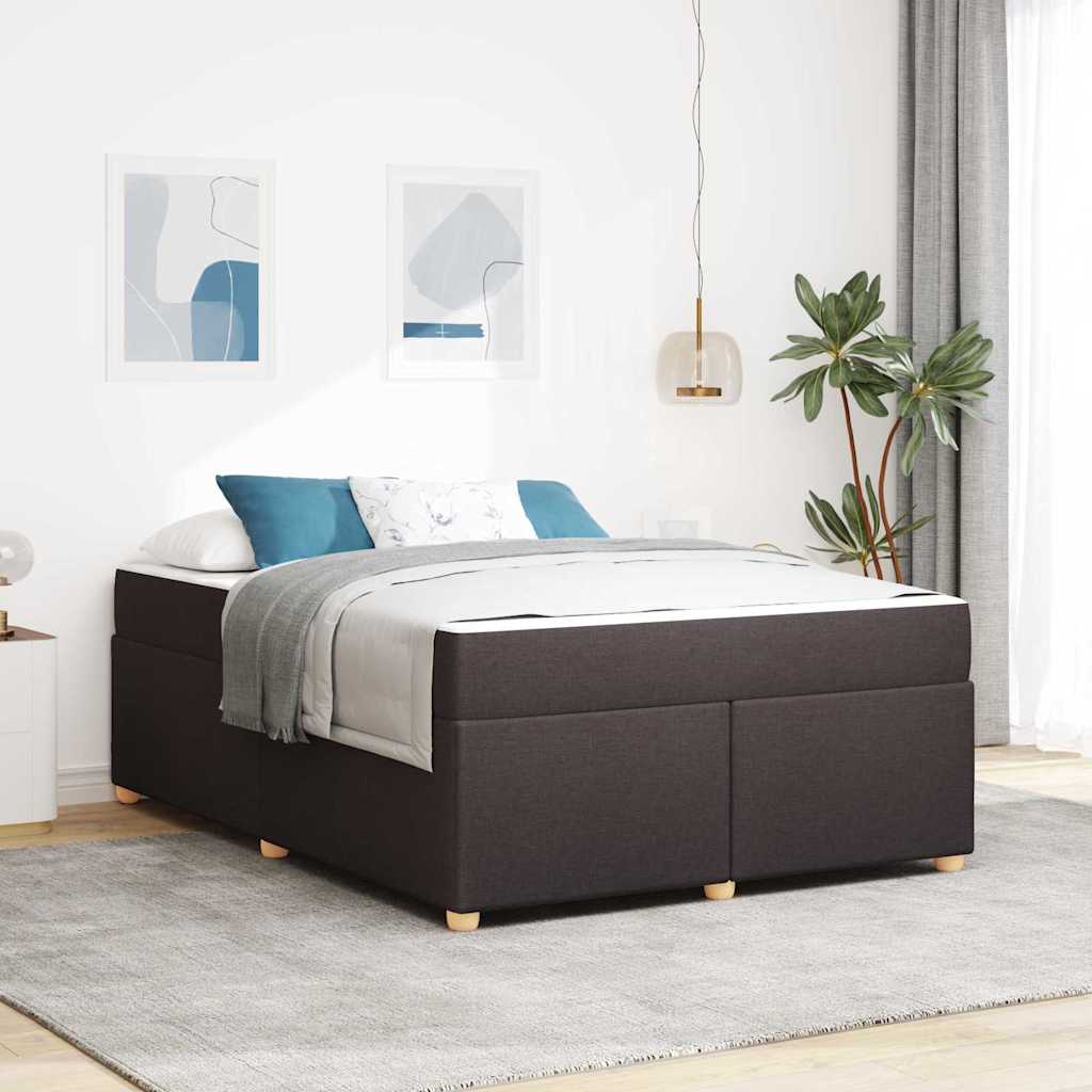 Sengestel med madras Mørkebrun 140 x 200 cm Stof