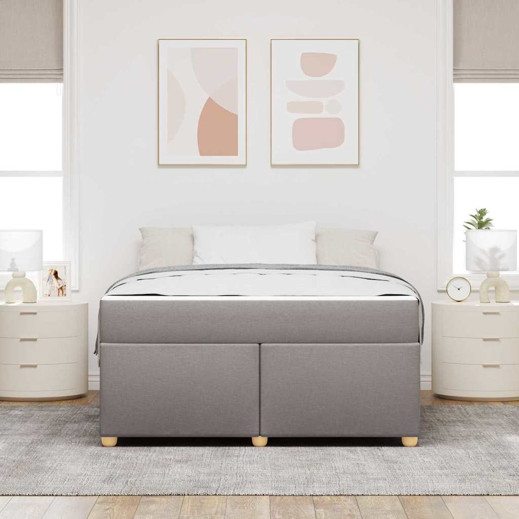 Sengestel med madras Gråbrun 140 x 200 cm Stof