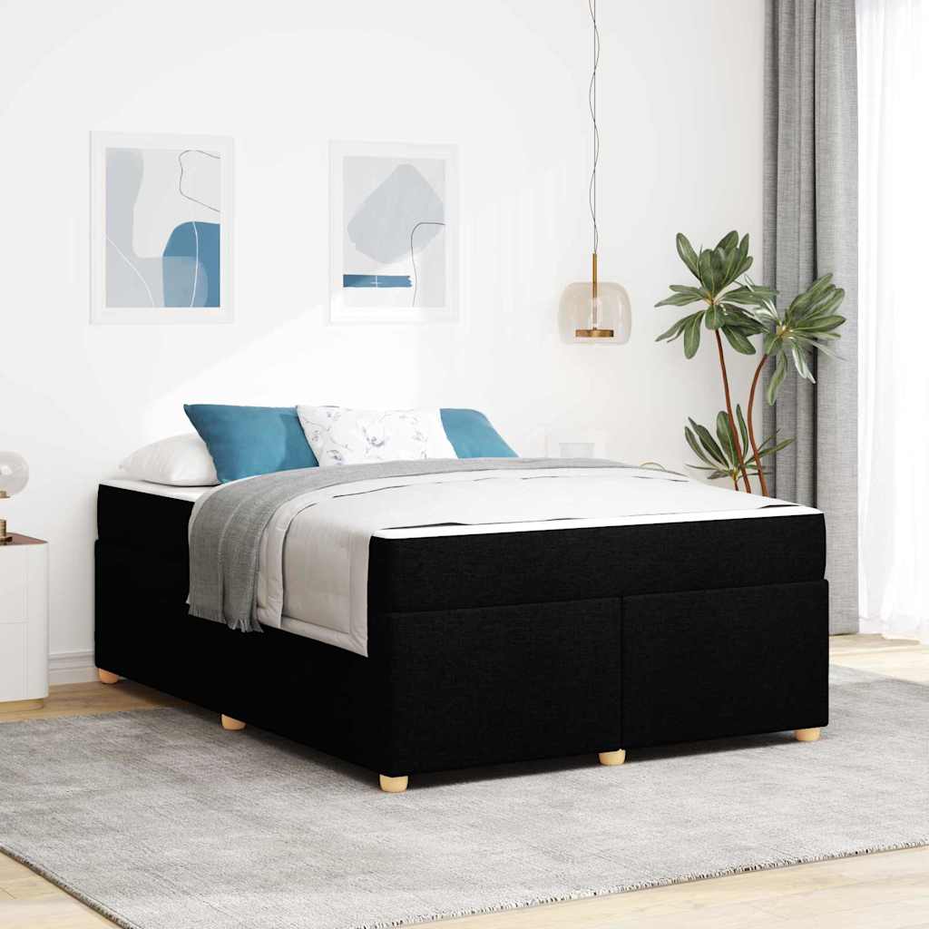 Sengestel med madras Sort 160 x 200 cm Stof