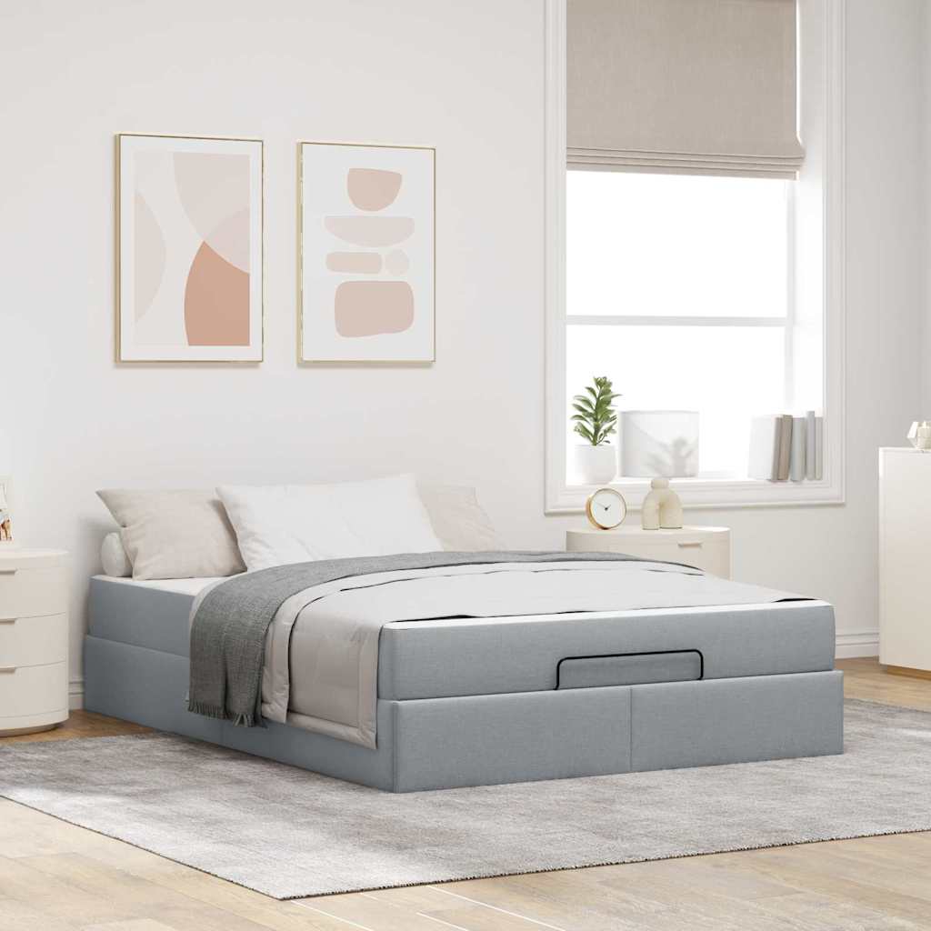 Sengestel med opbevaring Lysegrå 160 x 200 cm Stof